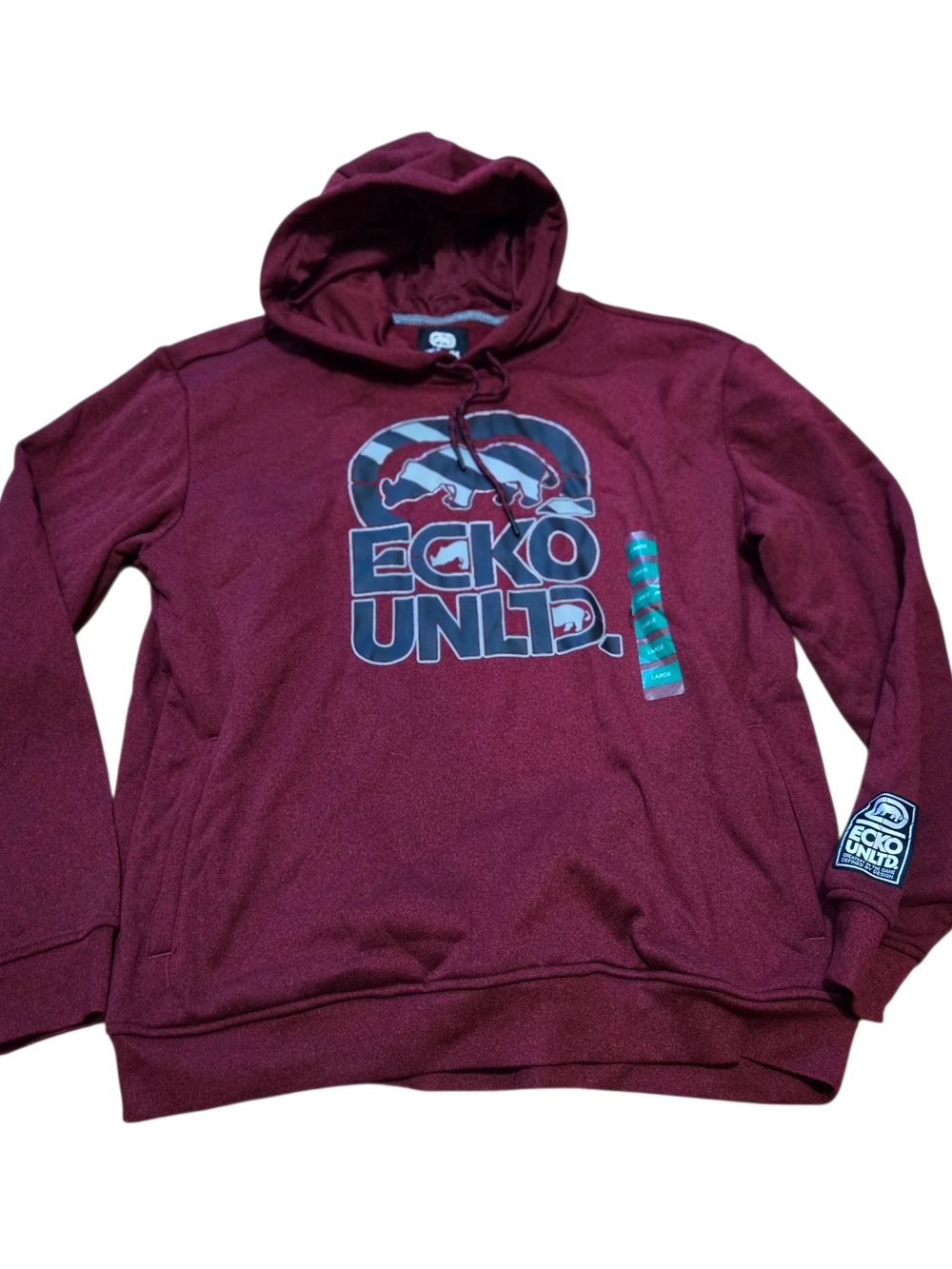 Ecko Unlimited Men's Burgundy Crewneck Hoodie with Logo